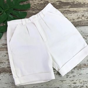 VINTAGE White Hi-Waisted Linen Shorts Size XXS-XS